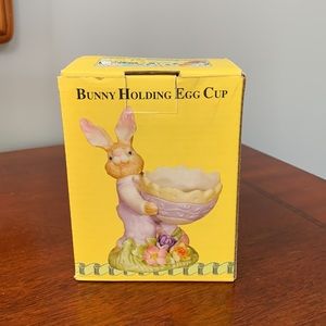 ANTIQUE ⭐️ Bunny holding egg cup. Easter time. CIB. ⭐️ 2 AVAILABLE ⭐️